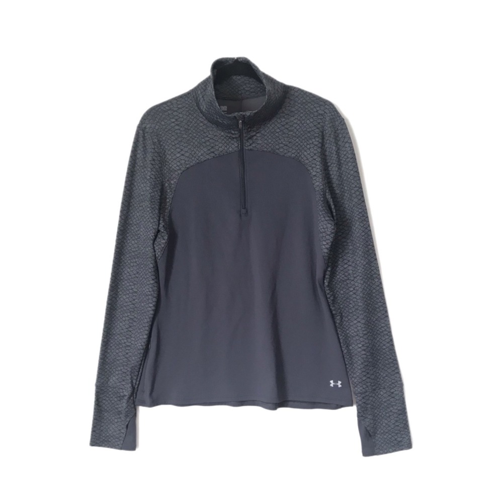 Under Armour Cold Gear Shirt Women's Gray Snake Print 1/4 Zip Long Sleeve - XL